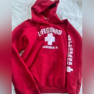 Lifeguard hoodie, size large, but it’s a little small.